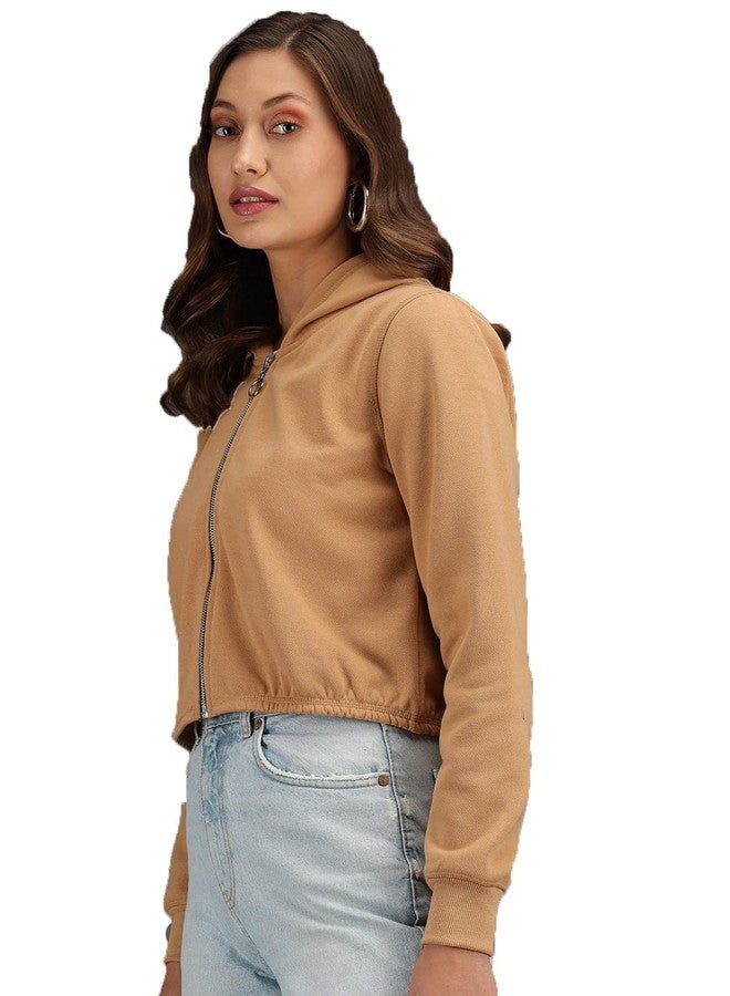KOTTY Womens Full Sleeve Solid Hooded Sweatshirt (Beige,XL)_KTTWOMENSWEATSHIRT45XL - Image 2