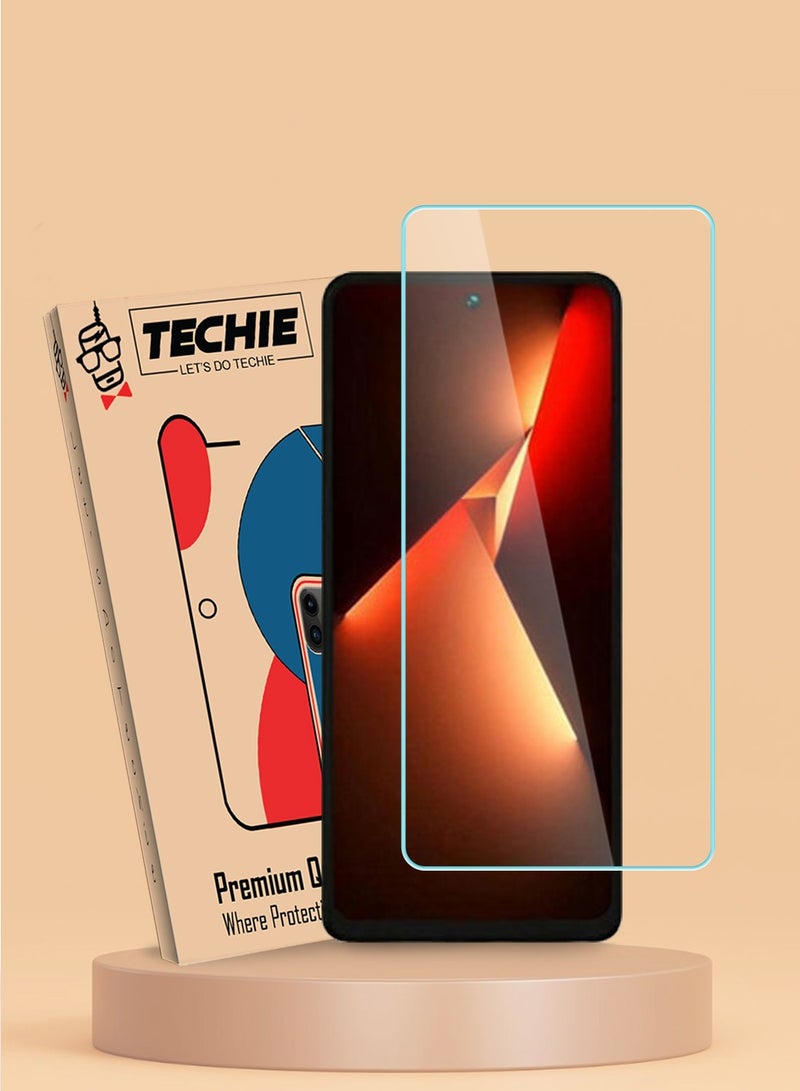 Techie واقي شاشة زجاجي مقوى عالي الدقة لهاتف Tecno Pova 5 - مضاد للانعكاس ومضاد للفقاعات، صلابة 9H 0.33 مم، حواف مستديرة، سهل التركيب - Image 1
