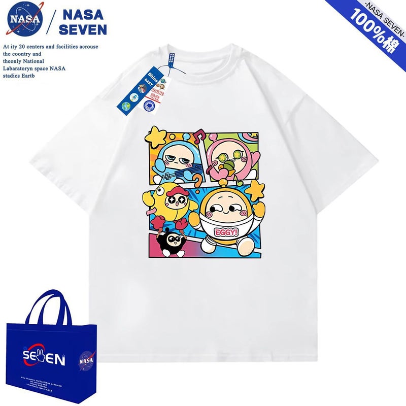 Nasa Eggman Party Pure Cotton T-Shirt Kidsren'S Cartoon Cute Short-Sleeved Male And Female Baby Style Tops - Image 2
