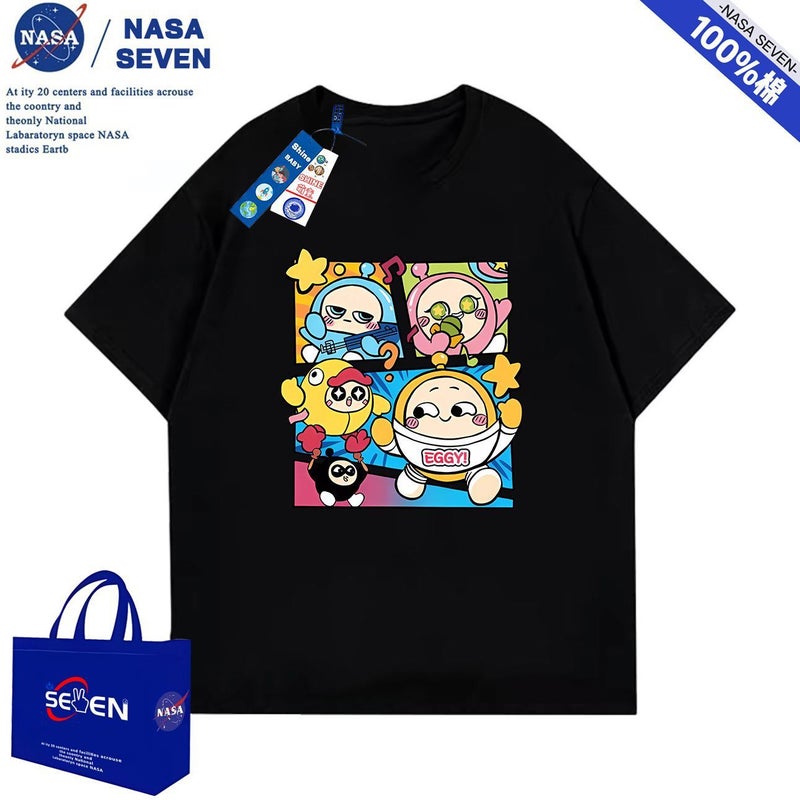 Nasa Eggman Party Pure Cotton T-Shirt Kidsren'S Cartoon Cute Short-Sleeved Male And Female Baby Style Tops - Image 3