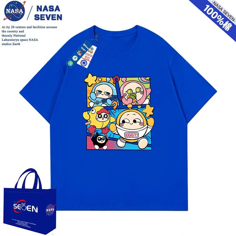 Nasa Eggman Party Pure Cotton T-Shirt Kidsren'S Cartoon Cute Short-Sleeved Male And Female Baby Style Tops - Image 4