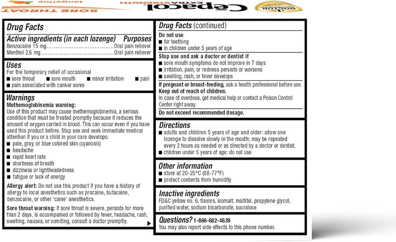 Cepacol أقراص تخفيف التهاب الحلق بقوة إضافية بنكهة العسل والليمون 16 حبة - Image 2