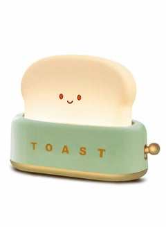 Excefore Desk Decor Toaster Lamp, Night Light for Kids, Rechargeable Small Lamp with Smile Face Toast Bread Cute Room Bedroom, Bedside, Living Room, Dining, Decorations, Gift (Green)  - Image 1