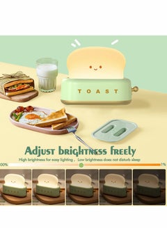 Excefore Desk Decor Toaster Lamp, Night Light for Kids, Rechargeable Small Lamp with Smile Face Toast Bread Cute Room Bedroom, Bedside, Living Room, Dining, Decorations, Gift (Green)  - Image 4