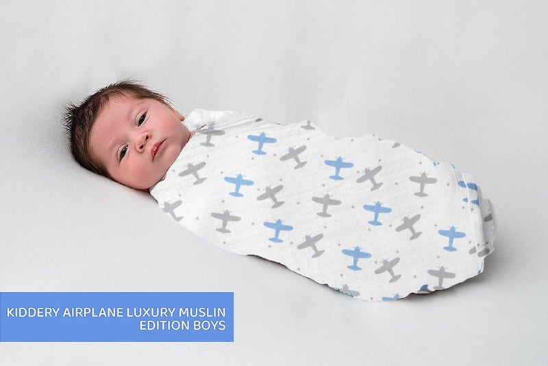 Kiddery Swaddle Wraps | Airplane Print | 100% Muslin Cotton | Breathable | Soft | Nursing Cover | Stroller Cover | Newborn | Extra Large Size | Edition Boys - Image 2