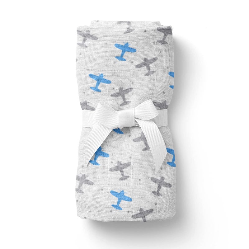Kiddery Swaddle Wraps | Airplane Print | 100% Muslin Cotton | Breathable | Soft | Nursing Cover | Stroller Cover | Newborn | Extra Large Size | Edition Boys - Image 3
