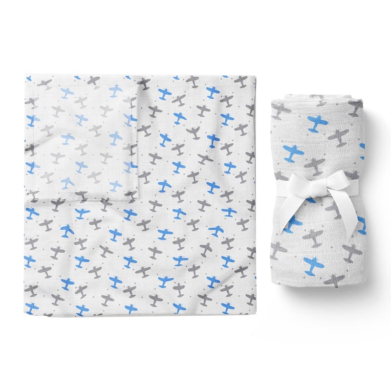 Kiddery Swaddle Wraps | Airplane Print | 100% Muslin Cotton | Breathable | Soft | Nursing Cover | Stroller Cover | Newborn | Extra Large Size | Edition Boys - Image 4