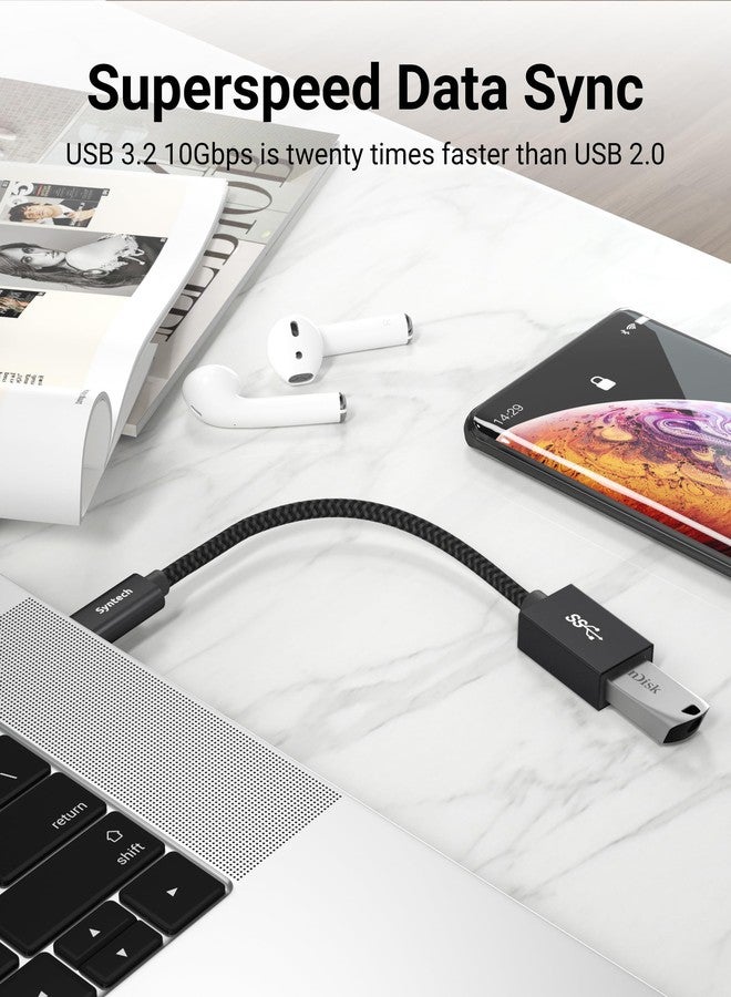 Syntech محول USB C إلى USB من سينتيك، عبوة 2 محول USB C إلى USB 3، Type C إلى A، محول Thunderbolt 3 إلى USB أنثوي كابل OTG متوافق مع iPhone 17/Air/16/15 Pro Max، iPad mini 6، MacBook Pro، Air والمزيد - Image 4