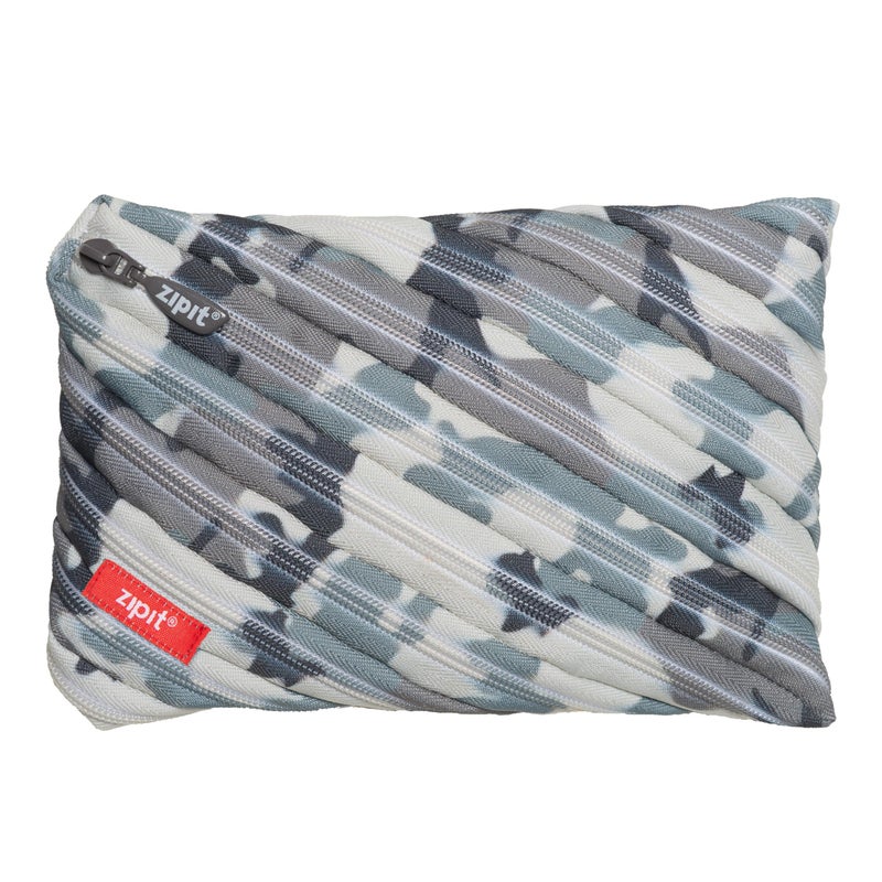 ZIPIT Camo Large Pencil Case for Boys Zipper Pencil Pouch for Kids and Teens Stationery Bag for School Blue