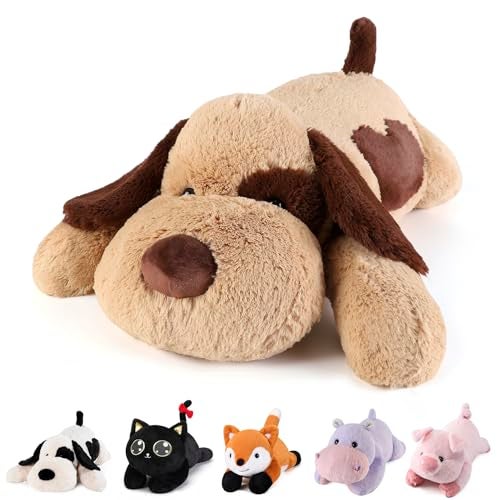 meowtastic Brown Dog Weighted Stuffed Animals 28 Inch 50 Pounds Weighted Plush Dog Stuffed Animals Large Stuffed Dog Weighted Plush Pillow Cute Plush Toys Gifts for Kids Adults 28 50 lbs - Image 1
