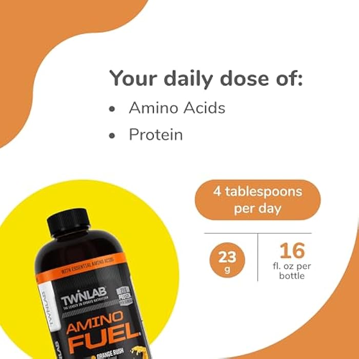 Twinlab Amino Fuel - Pre-Workout and Post-Workout Energy Drink & Supplement -16 fl oz, Orange Rush - Image 3
