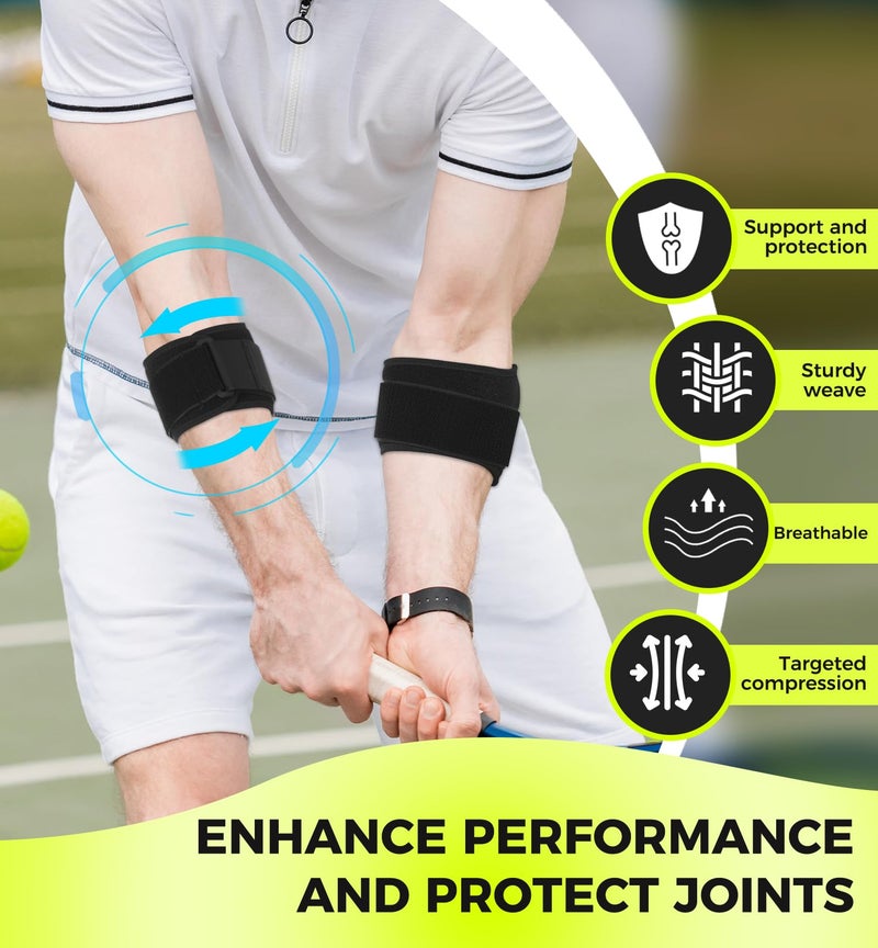 HiRui Tennis Elbow Brace for Forearm Tension Relief  Elbow Support Arm Straps Compression Pad for Men Women  Pressure Bands for Tendonitis Strains Weightlifting Golfer Baseball (Black-2 Pack) - Image 2