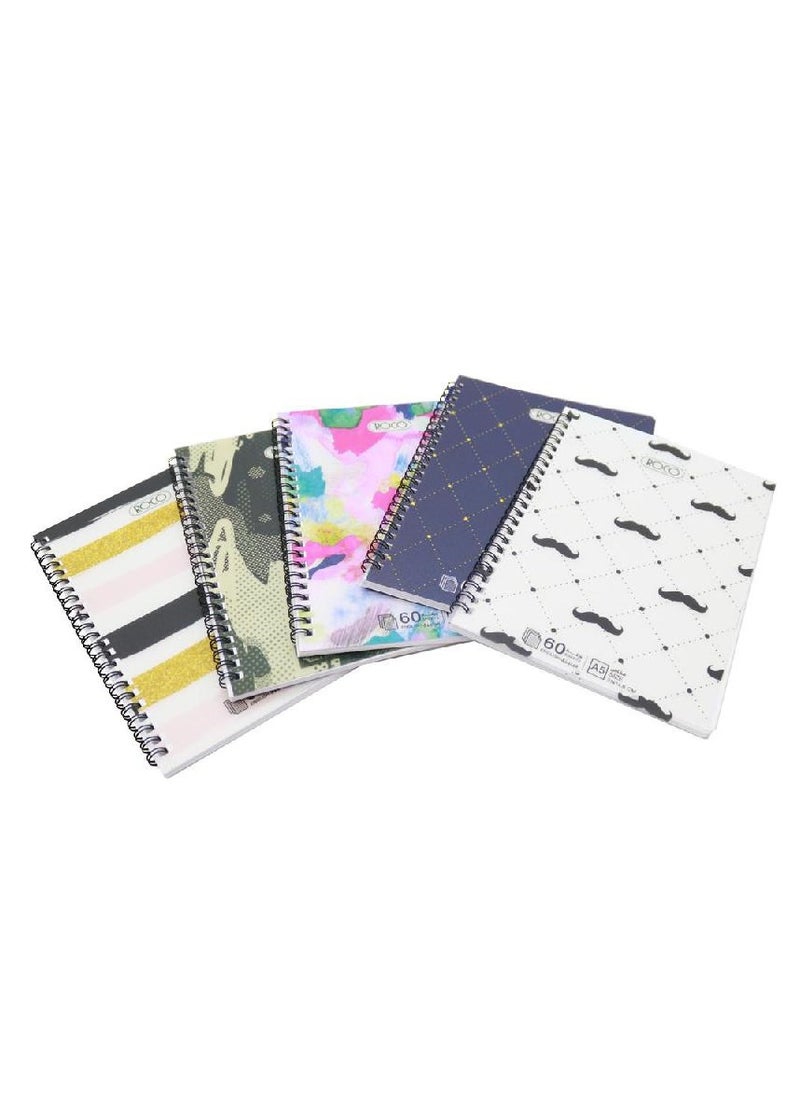 ROCO - 6 Piece English Notebook Of 60 Sheets A5 Multi-shape And Multicolor Cover - Image 1