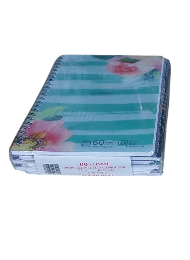 ROCO - 6 Piece English Notebook Of 60 Sheets A5 Multi-shape And Multicolor Cover - Image 1