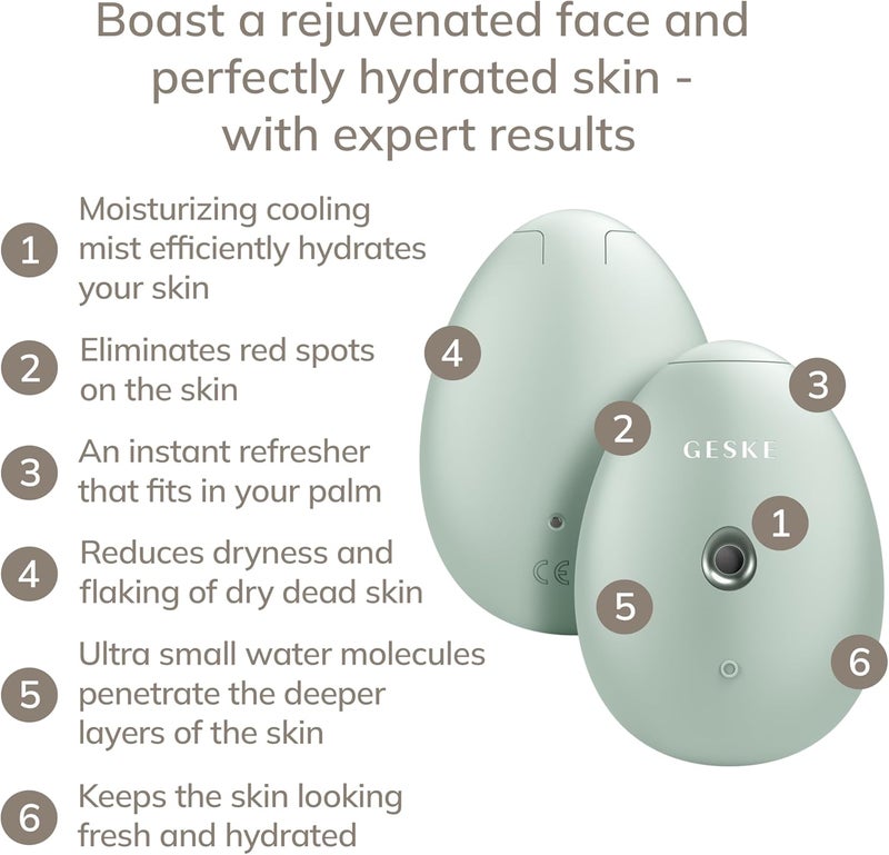 GESKE SmartAppGuided™ Facial Hydration Refresher | 4 in 1 | Water Atomiser | Face Steamer | Water Spray | Face Mister | Facial Cleansing Device | Spray Mist | Cosmetics | Natural Glow - Image 2