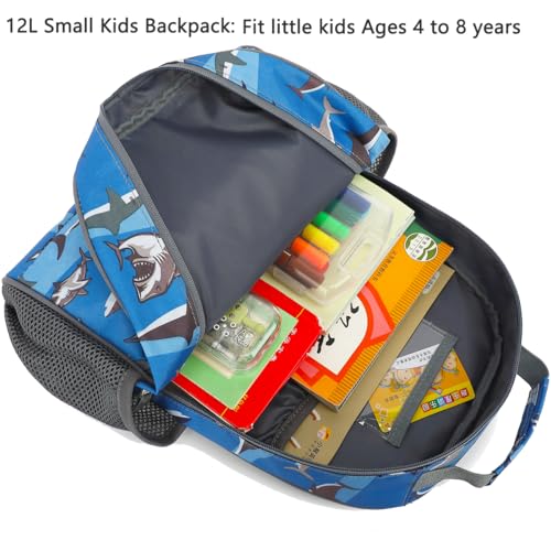 FlowFly Kids Backpack for Toddler Boys Girls, Simple Lightweight Bookbag for Daycare Kindergarten Elementary School Travel, Small Modern Bag (Medium 15''), Shark - Image 5