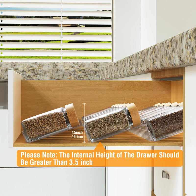 Suneerplay Spice Drawer Organizer 8 Tier, Acrylic Seasoning Organizer Rack, Clear Spice Rack Tray, Kitchen Seasoning Jars Drawers Insert (Jars Not Included/Expandable From 13" to 26") - Image 4