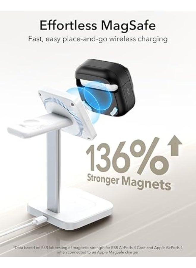 AirPods 4 Case, Compatible with AirPods 4 Gen (2024) (USB-C), MagSafe Compatible, Magnetic Lid Closure, Drop-Proof Protective Case with Wrist Strap, Pulse Series, Black - Image 3