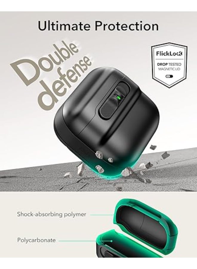 AirPods 4 Case, Compatible with AirPods 4 Gen (2024) (USB-C), MagSafe Compatible, Magnetic Lid Closure, Drop-Proof Protective Case with Wrist Strap, Pulse Series, Black - Image 5