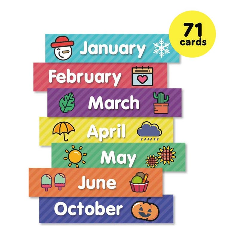 Eamay Classroom Monthly Calendar Pocket Chart with 71 Cards for Kids Learning for Home,White - Image 4
