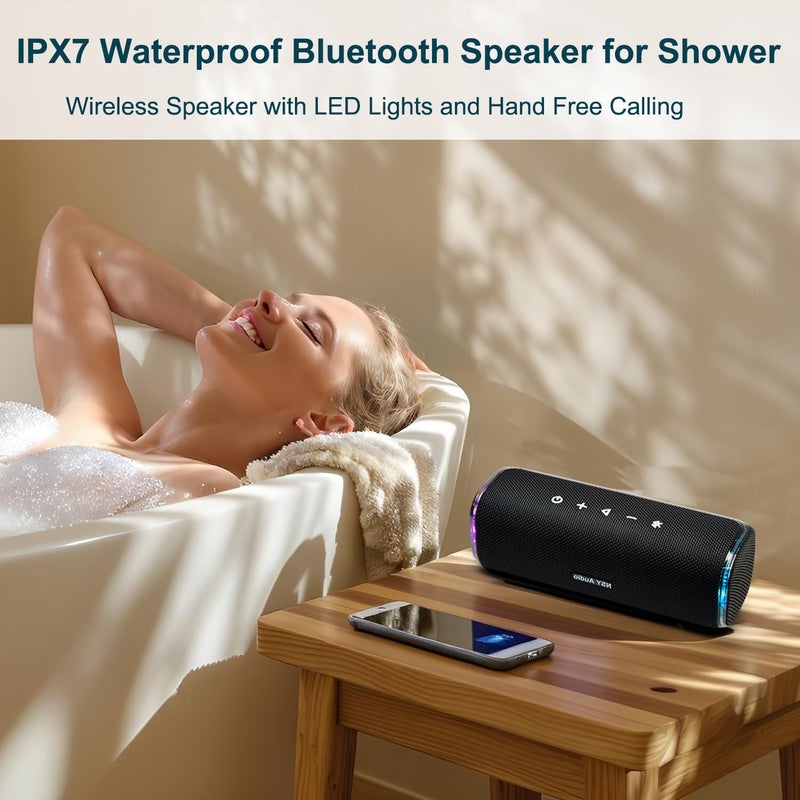 NSY Audio 40W Portable Bluetooth Speaker for Shower, IPX7 Waterproof Outdoor Sandproof Beach Speaker, 25-Hour Playtime, Bass Boosted, LED Lights, Built-in Microphone, TWS Pairing for Pool, Blue - Image 3