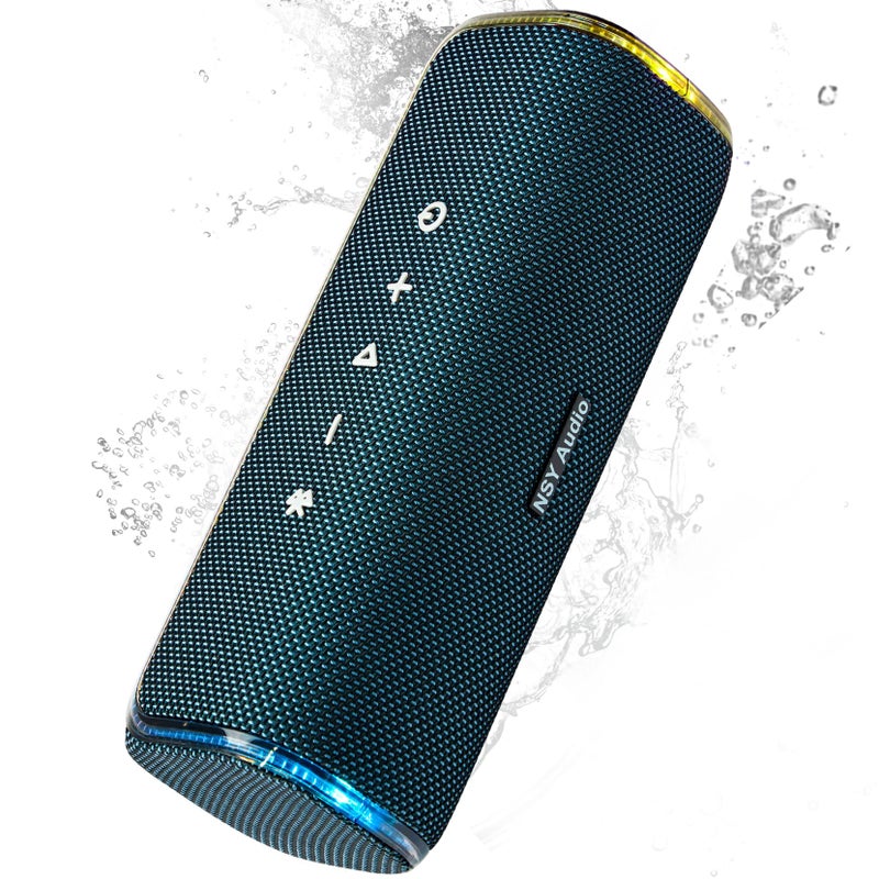 NSY Audio 40W Portable Bluetooth Speaker for Shower, IPX7 Waterproof Outdoor Sandproof Beach Speaker, 25-Hour Playtime, Bass Boosted, LED Lights, Built-in Microphone, TWS Pairing for Pool, Blue - Image 1