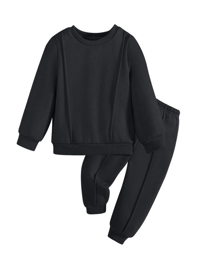 Arshiner Boy Long Sleeve Black T-Shirt Tops Sweatsuit Pants Sets Fall Winter Boys Clothes Size 8 - Image 1