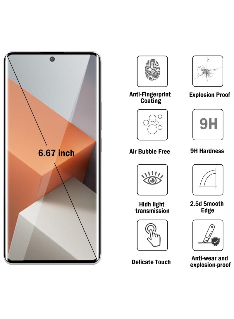 2 Pack Screen Protector for  Redmi Note 13 Pro+/Redmi Note 13 Pro Plus 5G with Camera Lens Protector, Tempered Glass Film,High Definition Clear Scratch Resistant,Bubble-Free - Image 2
