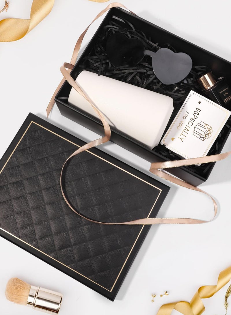 Black Gift Box with Lid Gift Box ( 25 x 18.5 x 5 cm), Rectangular Foldable,Suitable for Bridesmaid Proposal Box,Wedding,Ramadan, Christmas,Halloween, Birthday Gift Packaging - Image 2