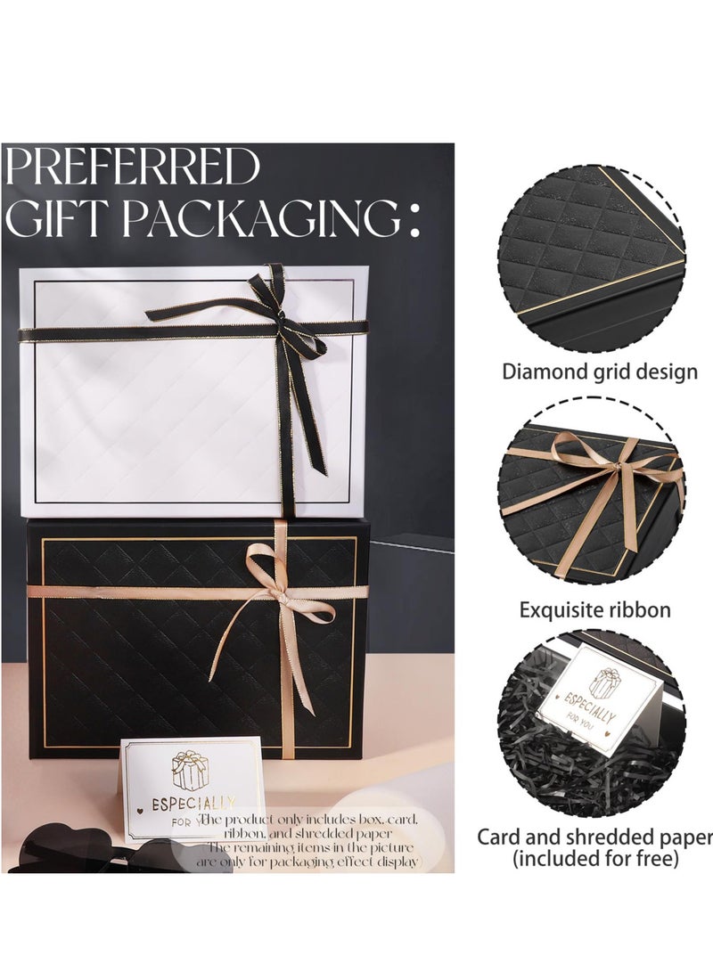 Black Gift Box with Lid Gift Box ( 25 x 18.5 x 5 cm), Rectangular Foldable,Suitable for Bridesmaid Proposal Box,Wedding,Ramadan, Christmas,Halloween, Birthday Gift Packaging - Image 3