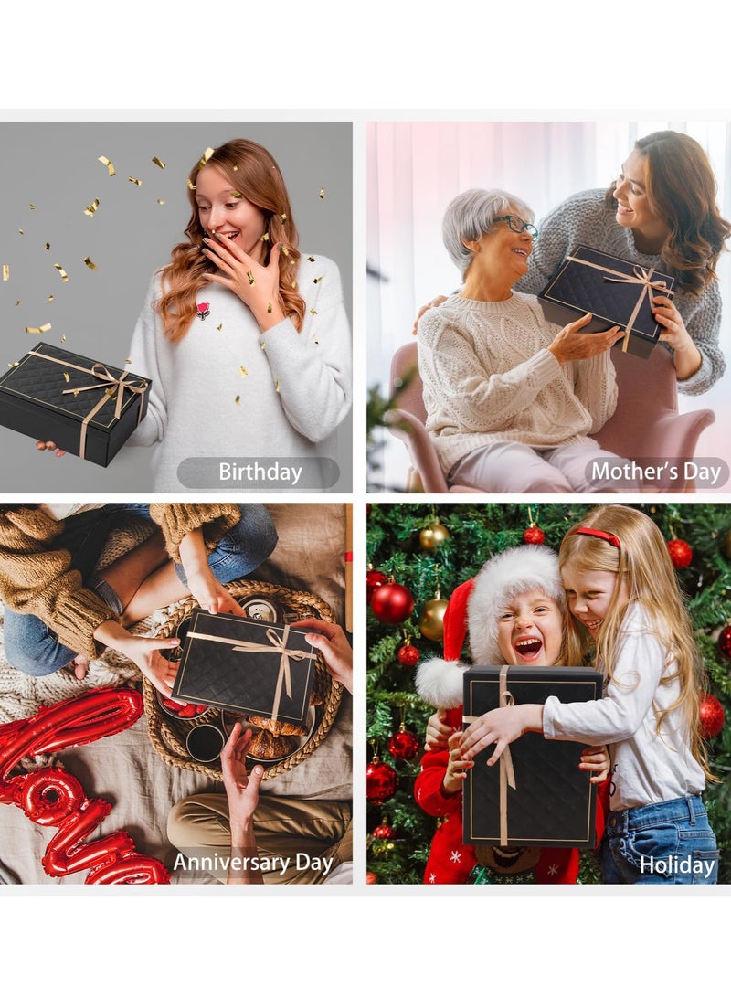 Black Gift Box with Lid Gift Box ( 25 x 18.5 x 5 cm), Rectangular Foldable,Suitable for Bridesmaid Proposal Box,Wedding,Ramadan, Christmas,Halloween, Birthday Gift Packaging - Image 4