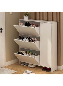 DANUBE HOME Apia Shoe Cabinet 24 Pairs | 24 Pairs Of Shoes| Modern Design Furniture | Wooden Shoe Organizer For Entryway Hallway | Made In Indonesia | L105.4xW23.9xH121.7cm - White  - Image 4