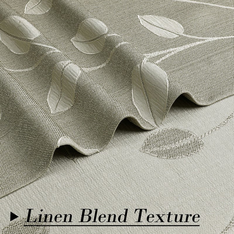 WEST LAKE غرب بحيرة Khaki Tan White Leaf Jacquard Curtain 2 لوحات من الكتان الثقيل غرفة مزخرفة بالظلم مع فروع نمط Grommet Top Window Treatment لغرفة المعيشة/غرفة النوم 50 "" x84 "" x2 - Image 5