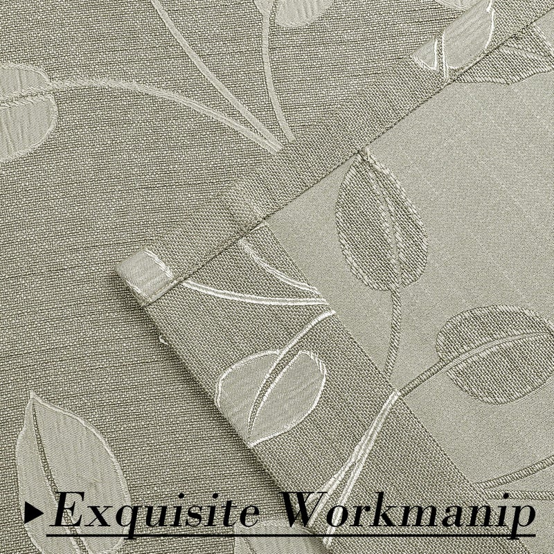 WEST LAKE غرب بحيرة Khaki Tan White Leaf Jacquard Curtain 2 لوحات من الكتان الثقيل غرفة مزخرفة بالظلم مع فروع نمط Grommet Top Window Treatment لغرفة المعيشة/غرفة النوم 50 "" x84 "" x2 - Image 3