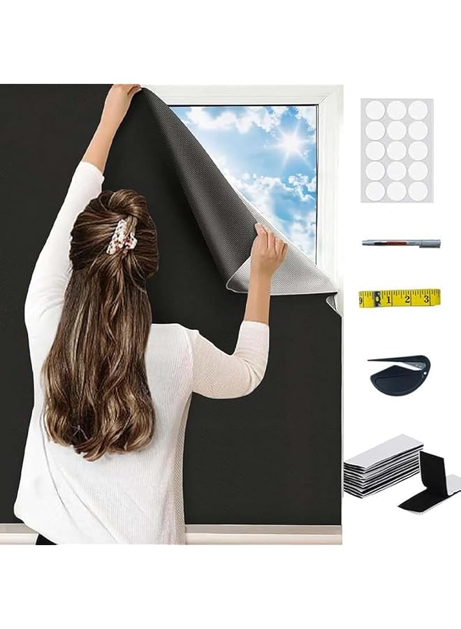 The Bros Blackout Blinds Portable Blackout Blinds,Temporary Blackout,Bedroom Blackout Window Coverings,Easy to Stick,No Drill Blackout Blinds,Portable Blackout Blinds for Home Office Bedroom(145*200CM) - Image 1