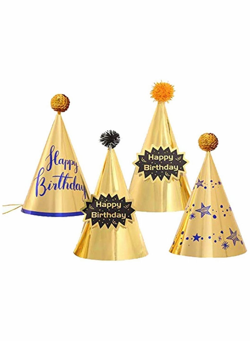 واي آند دي 8 PCS Party Hats Birthday Cone With Pom Poms, Paper Hats, Cake for Children, Happy Decorations Kids Adults - Image 1