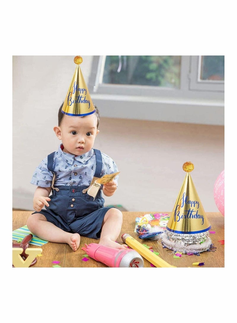 واي آند دي 8 PCS Party Hats Birthday Cone With Pom Poms, Paper Hats, Cake for Children, Happy Decorations Kids Adults - Image 4