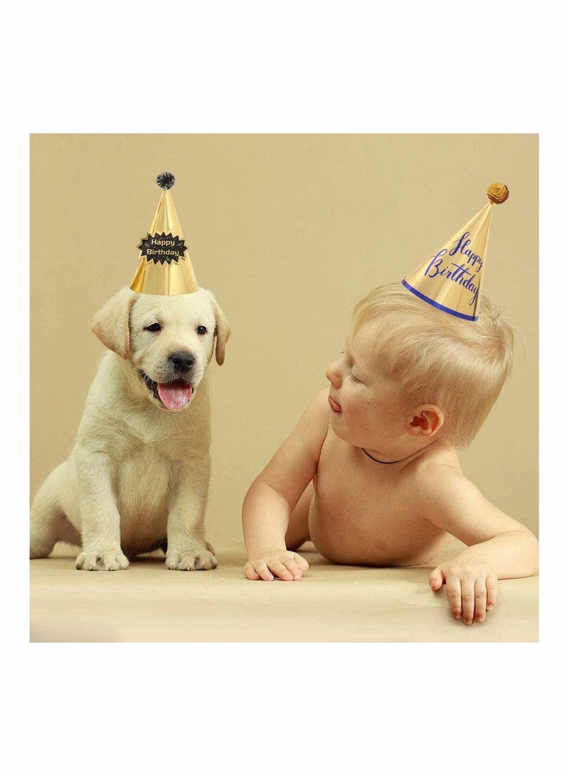 واي آند دي 8 PCS Party Hats Birthday Cone With Pom Poms, Paper Hats, Cake for Children, Happy Decorations Kids Adults - Image 5
