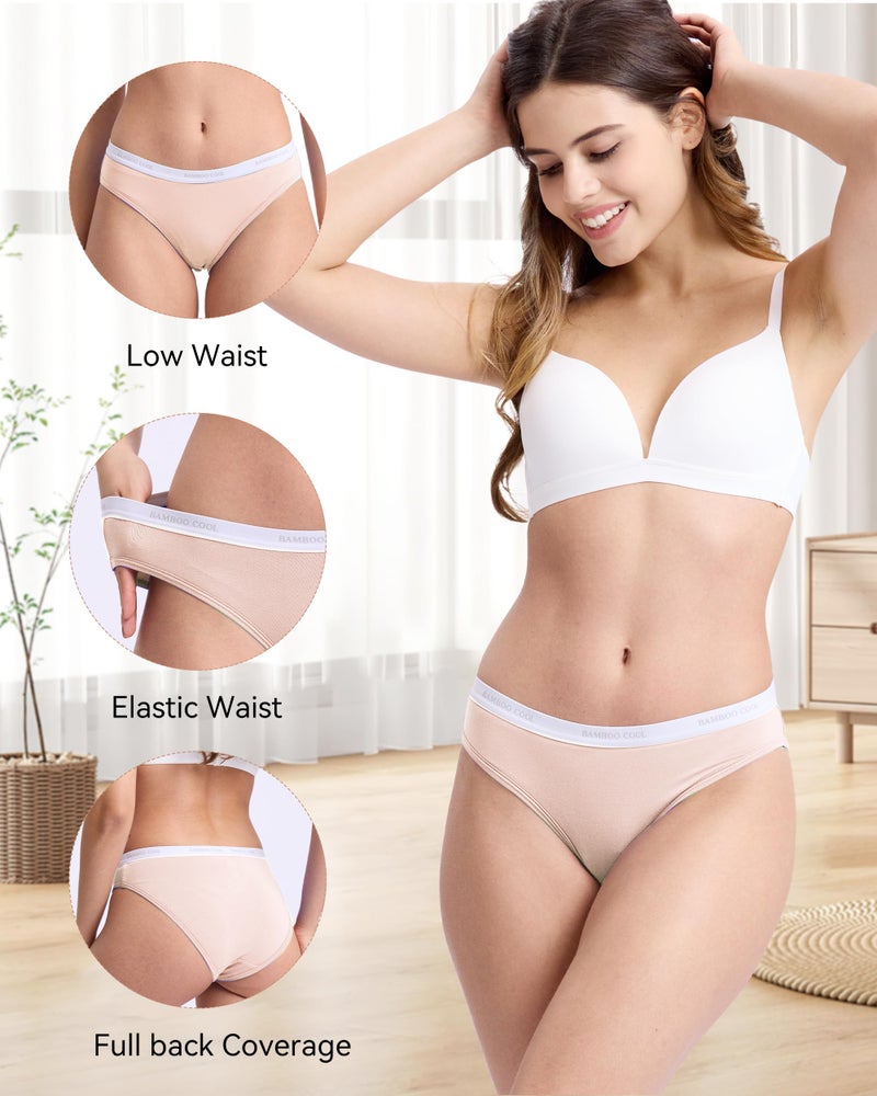 BAMBOO COOL Womens Underwear Soft Bikini High Cut Panties Stretch Moisture Wicking Panties for Women, 5-Pack - Image 5