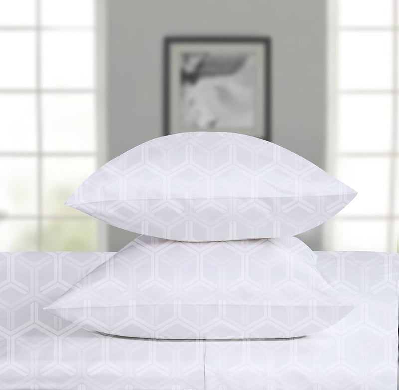 Threadmill Home Linen Standard Pillowcases - 100% Natural Cotton 600 Thread Count  2 Piece Jacquard Damask Pillow Cover Set  Breathable ELS Combed Cotton  Hotel Quality White Pillow Protectors - Image 1