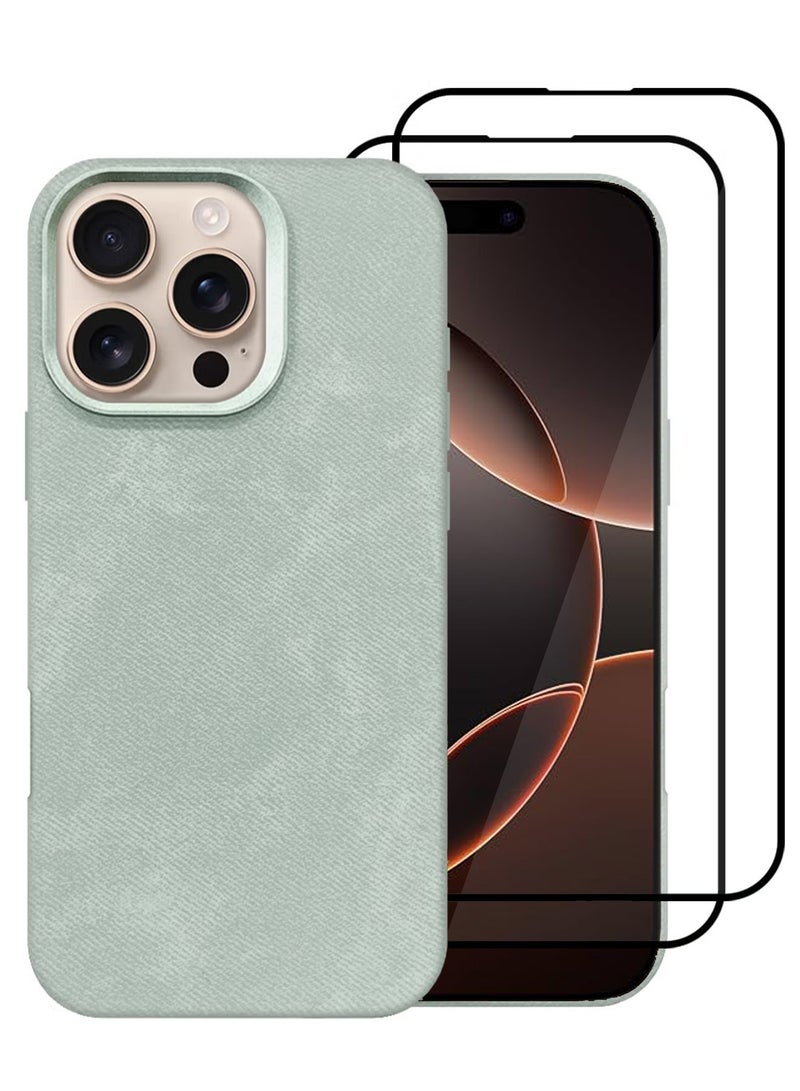 CATANES 3Packs iPhone 16 Pro Max Alcantara Case Cover Premium Quality Luxurious Soft Touch Protection with Metal Camera Frame with Two 3D Screen Protectors - Natural Titanium  - Image 2