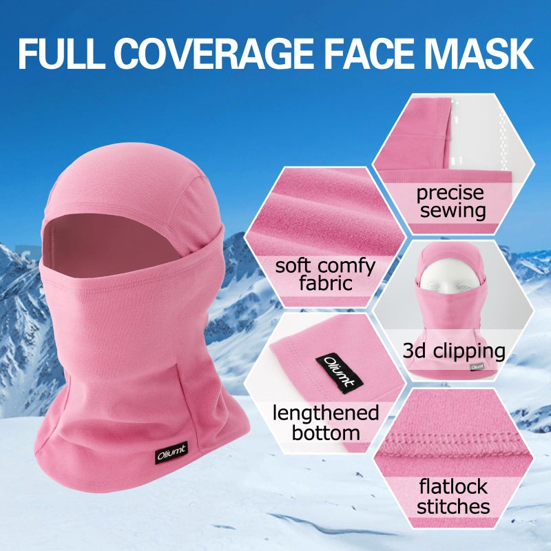Oliumt Balaclava Ski Mask, Warm, Breathable & Lightweight, Full Coverage Fleece Winter Face Mask for Men & Women (Rose Pink) - Image 3