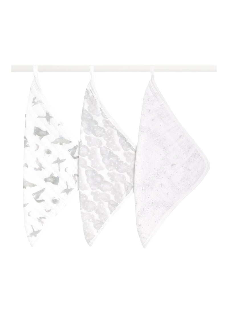 aden + anais - Classic Boutique Washcloth Set, Super Soft 100% Organic Cotton, 3-Pack, Map The Stars - Image 1