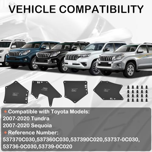 jiankun Toyota Tundra Fender Liner Splash Guard - Essential Wheel Well Liners for Tundra Sequoia 2007-2020, Top Toyota Tundra Accessories for Superior Protection(with 20 Clips), Black-D - Image 4