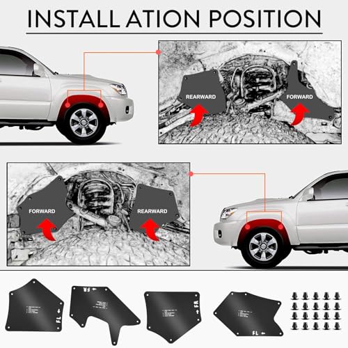 jiankun Toyota Tundra Fender Liner Splash Guard - Essential Wheel Well Liners for Tundra Sequoia 2007-2020, Top Toyota Tundra Accessories for Superior Protection(with 20 Clips), Black-D - Image 5