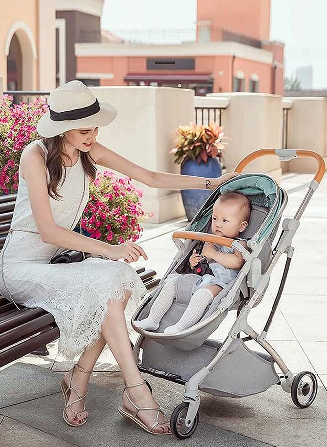 ليموس عربة أطفال محمولة بتصميم خاص للسفر عربة الأطفال حديثي الولادة (أخضر) - Image 3