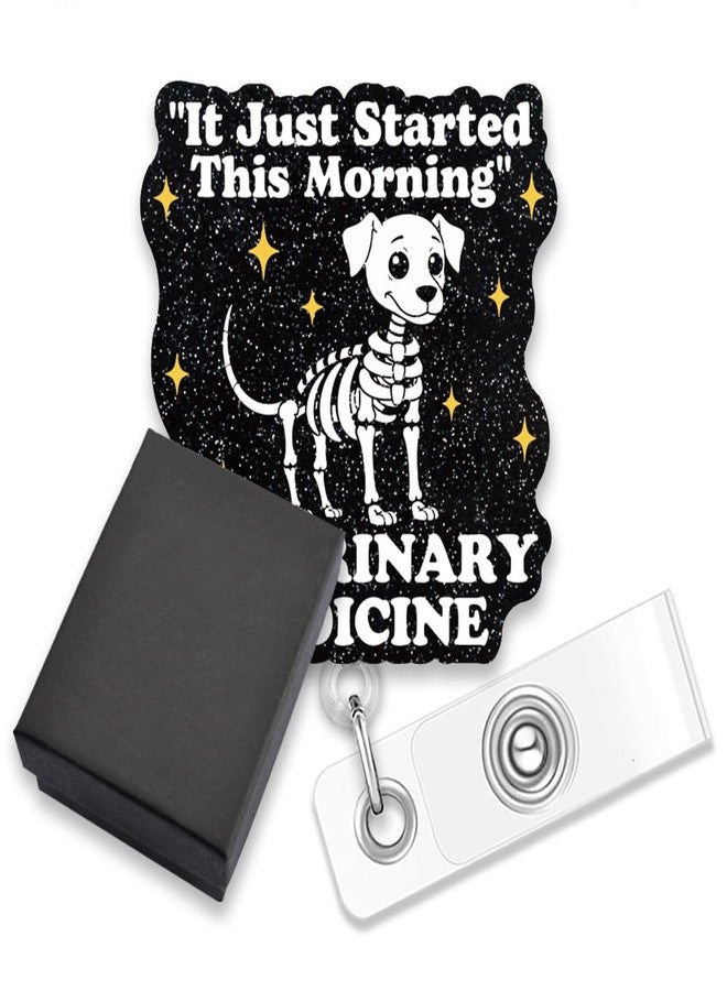 AGMDESIGN It Just Started This Morning Veterinary Medicine Funny Badge Reel Retractable Alligator Clip, Veterinary Nurse Badge Reel for Veterinarian Animal Tech Pet Clinic Staff, Dog Groomer Gifts - Image 1