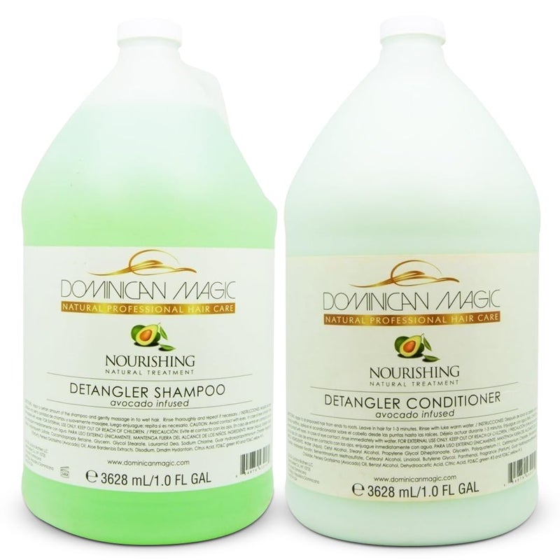 Dominican Magic Avocado Detangler Shampoo  Conditioner  1Gallon Duo Set  Deep Moisture  Strength for All Hair Types TangleFree Hair Salon Quality Family Size Hospitality  Vacation Rentals