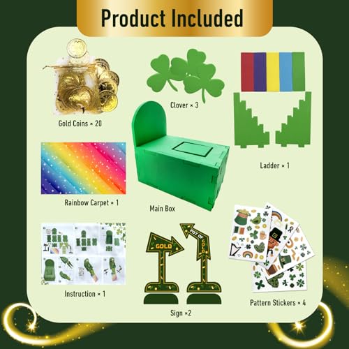TEINSONET St Patricks Day Leprechaun Trap Kit St Patricks Day Decorations Leprechaun Trap Crafts Kit for Kids St Patricks Day Party Supplies EVA AUTO Trap - Image 3