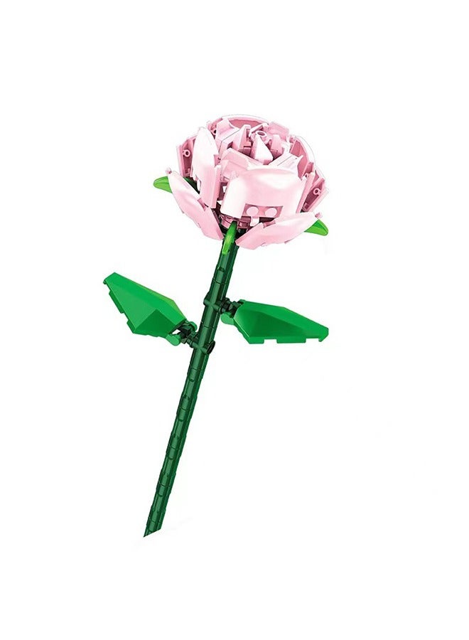 Bouquet Brick Set Rose Pink Artificial Flower Construction Project Release stress and focus the mind, perfect for adults/teens as a birthday gift  - Image 1